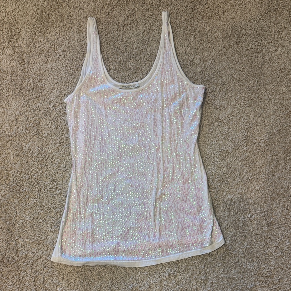 Arden B White Sequin Tank Top